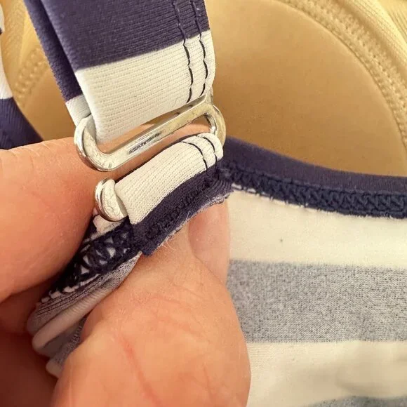 Denim & Co. Beach Handkerchief Hem Tankini Skirt Set Navy Stripe Size US 20 - Picture 5 of 9